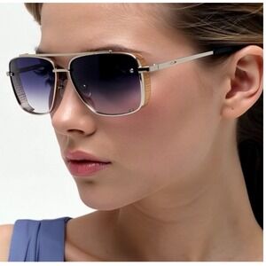 Sunglasses Women Silver Gold Rectangular Outfit‎ Driving Sunny Shades Lady Style